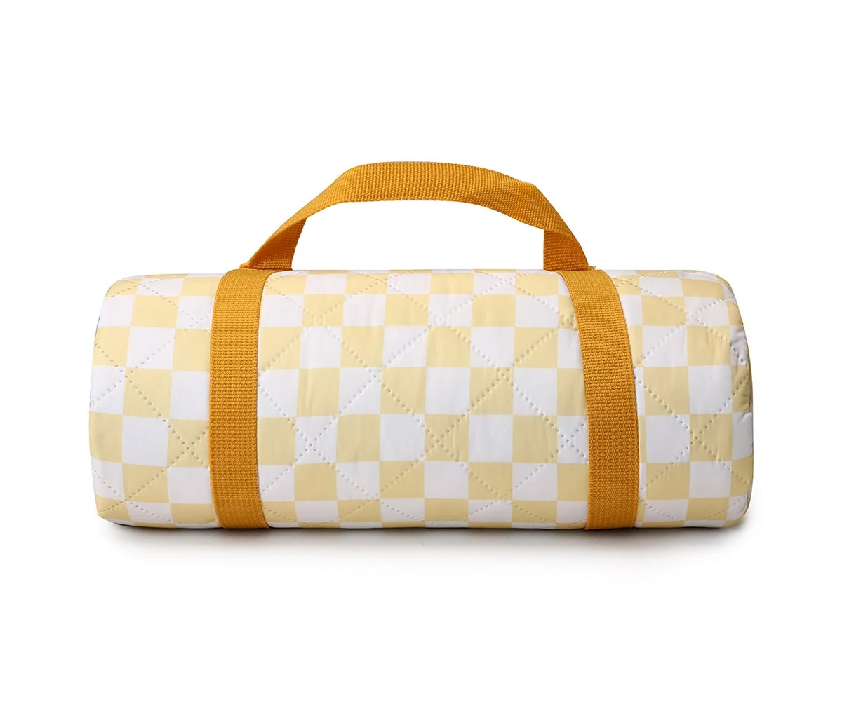 Manta Picnic Stripes Yellow Chess - Imagen 2