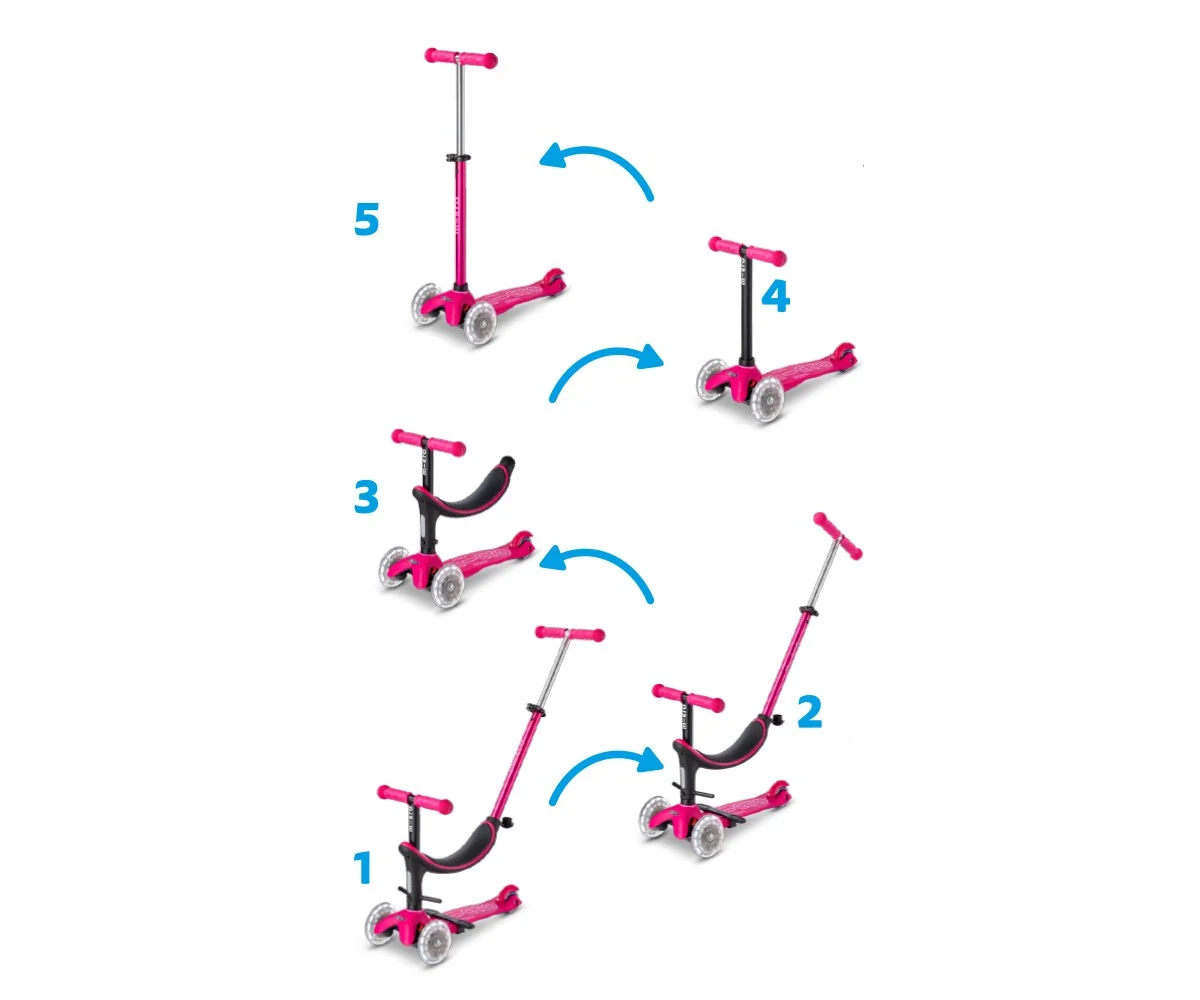 Patinete Mini2Grow Deluxe LED Rosa - Imagen 3