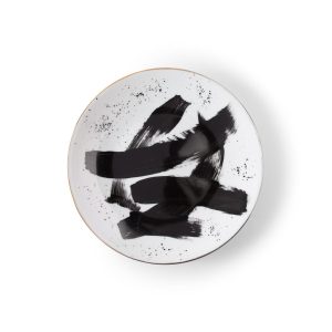 Plato postre Brush Negro