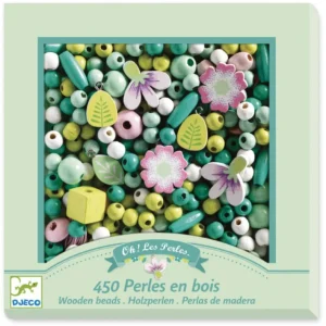 450 perlas de madera hojas y flores
