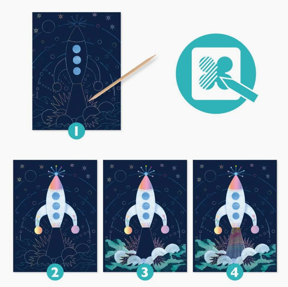 Cuadros para rascar Misión cosmos - Djeco - Imagen 3