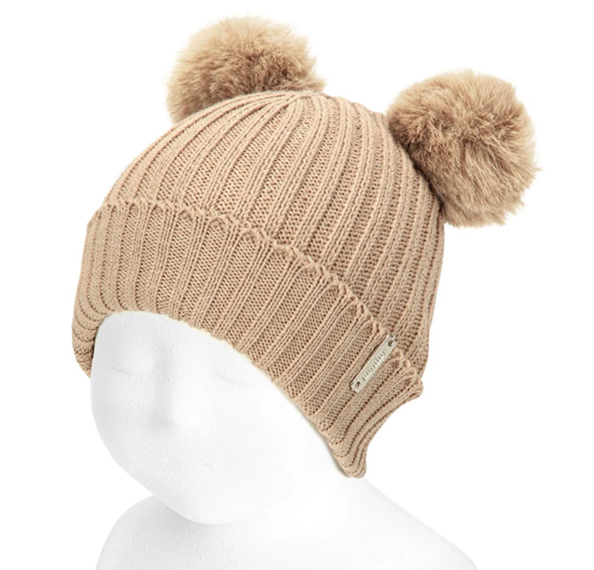Gorro canalé Beige con dos borlas - Cóndor - Imagen 3