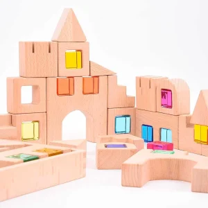 Bloques de construcción con gemas translúcidas