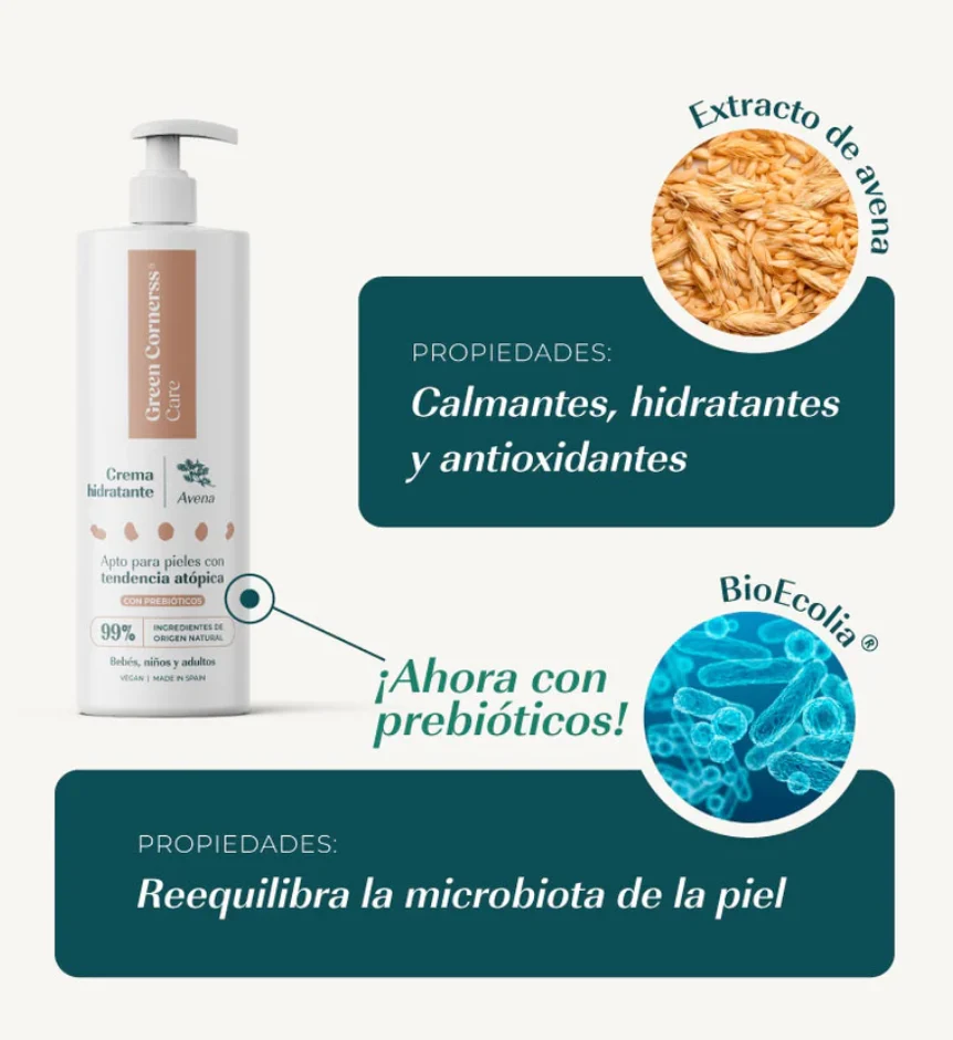 Crema hidratante de avena apta para piel atópica - Green Cornerss - Imagen 5