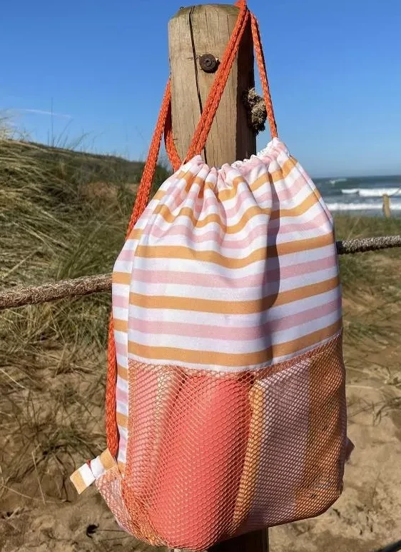 Mochila saco antiarena Coral & Mostaza - Imagen 4