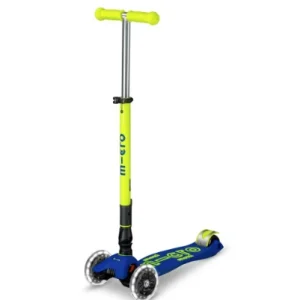 Patinete Plegable Maxi Deluxe NEON LED Azul Amarillo