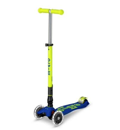 Patinete Plegable Maxi Deluxe NEON LED Azul Amarillo