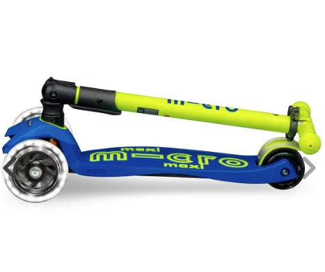 Patinete Plegable Maxi Deluxe NEON LED Azul Amarillo - Imagen 4