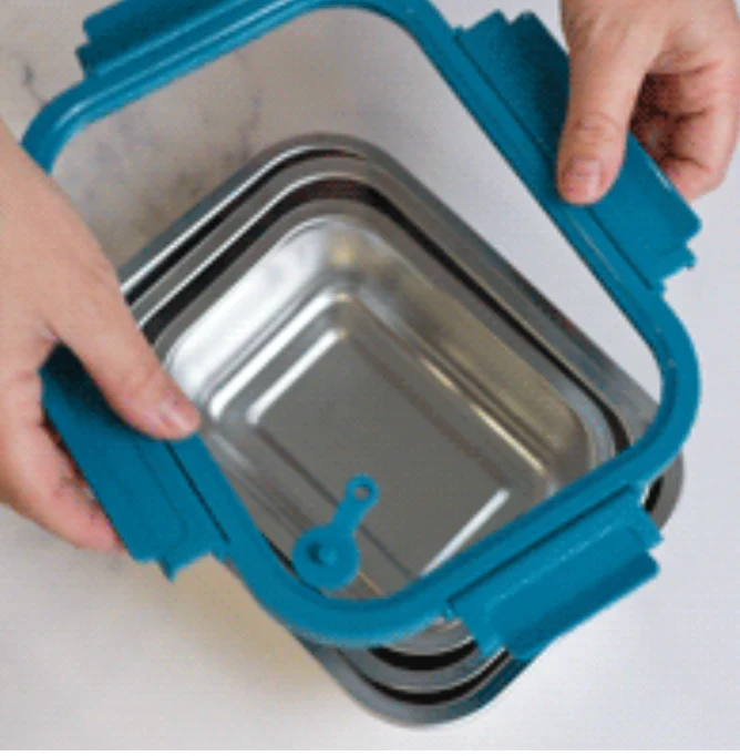 Caja almuerzo acero inox tapa cristal - Imagen 3
