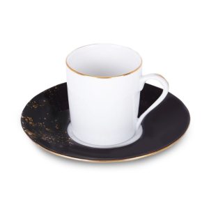 Taza de café con plato Golden Black