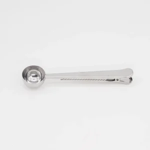 Cuchara de café o té con clip de cierre color plata