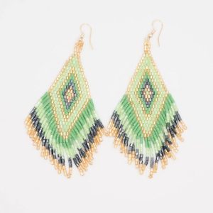 Pendientes boho medianos verdes