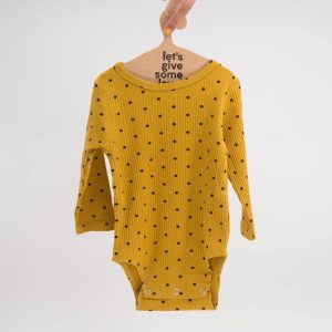 Body de bebé manga larga - Lunares mostaza