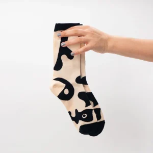 Calcetines figuras orgánicas beige y negro