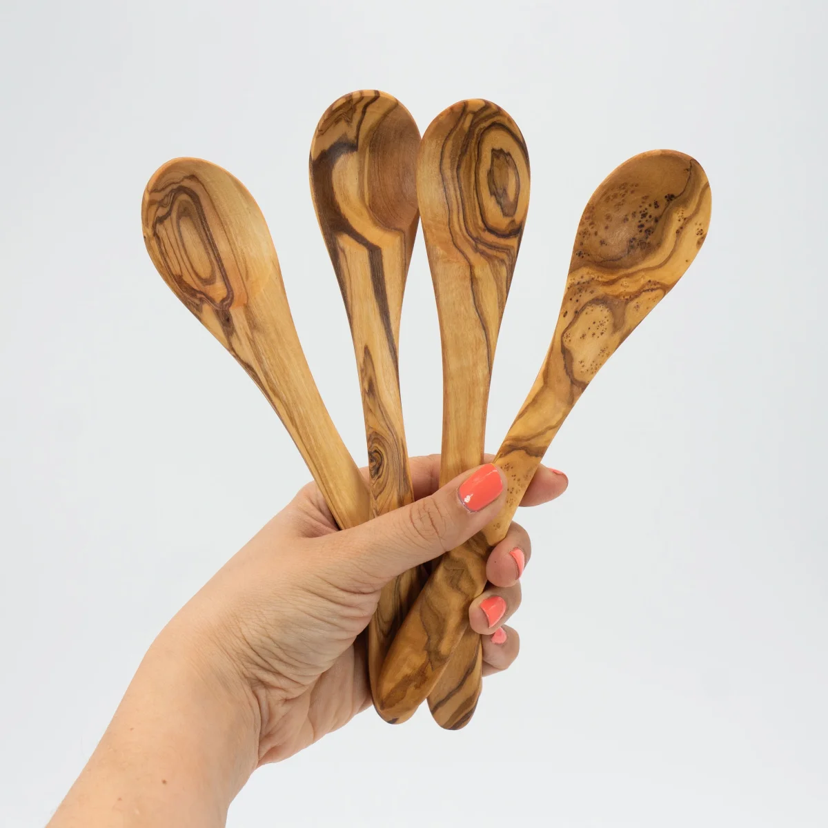 Cuchara redonda de madera de olivo 21-22 cm - Olivenholz-Erleben (Alemania) - Imagen 4