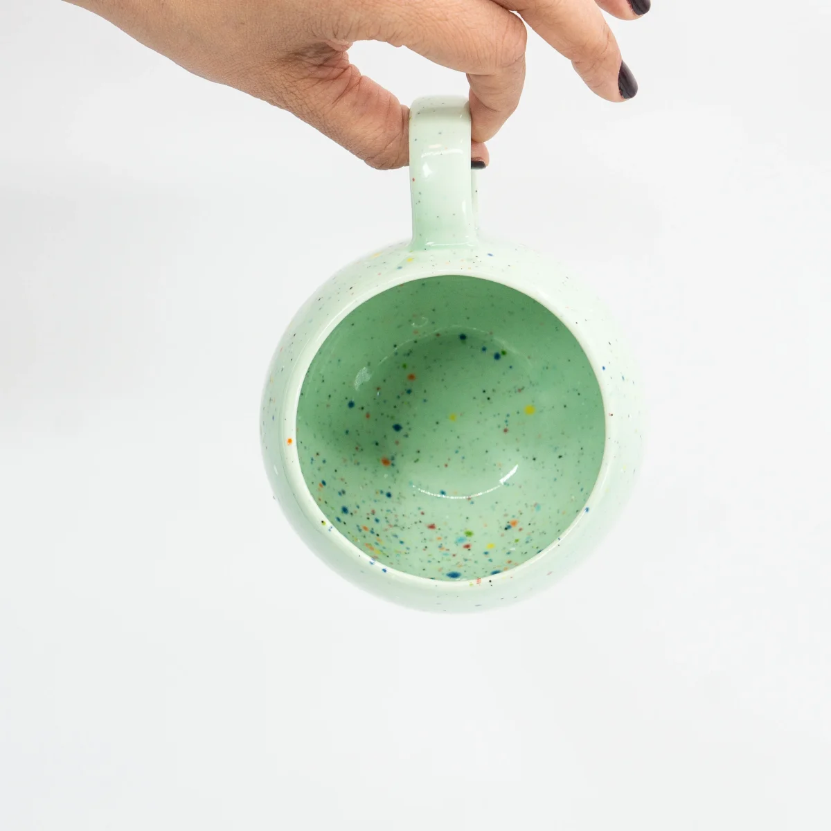 Taza hecha a mano - Party Ball Mug Verde menta - Egg Back Home (Portugal) - Imagen 5