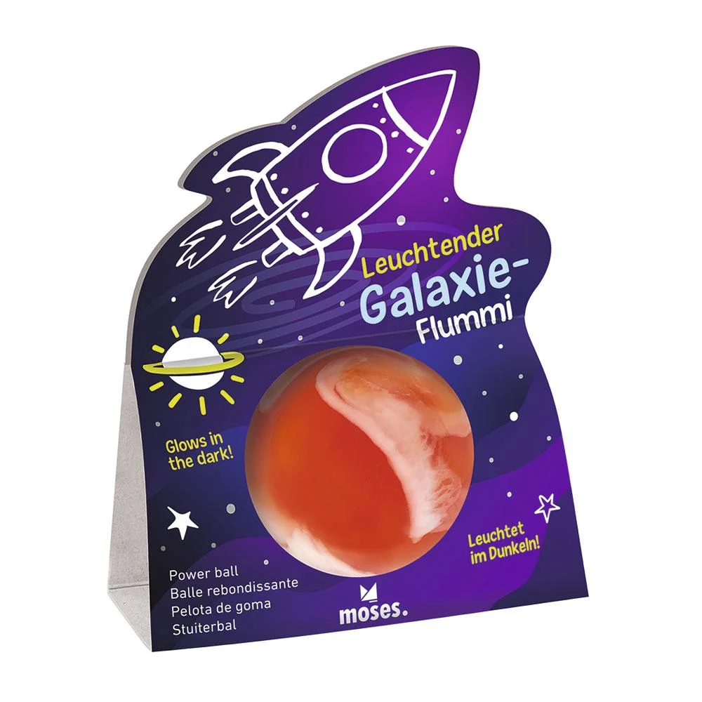 Pelota de goma galaxia brilla en la oscuridad (varios colores) - Moses - Imagen 2