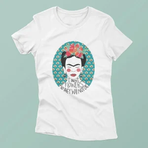 Camiseta de mujer ilustrada por Juanita Pinta - Frida con ojos
