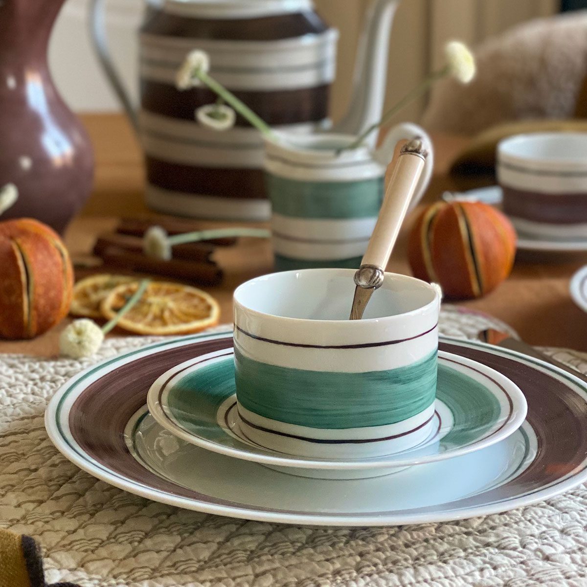 Taza de té con plato Tangerine Verde Cactus - Imagen 4
