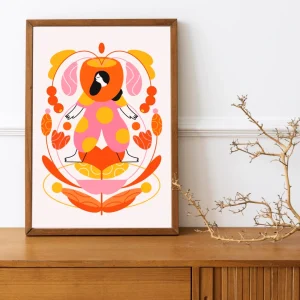 Lámina ilustrada Mujer en flor
