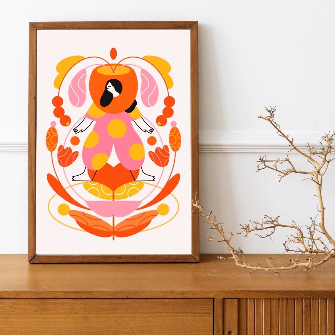 Lámina ilustrada Mujer en flor