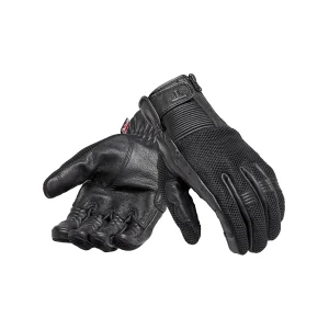 Guantes de Cuero Negro Triumph Raven Mesh