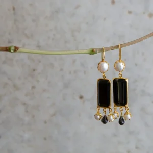 PENDIENTES DE ONIX NEGRO