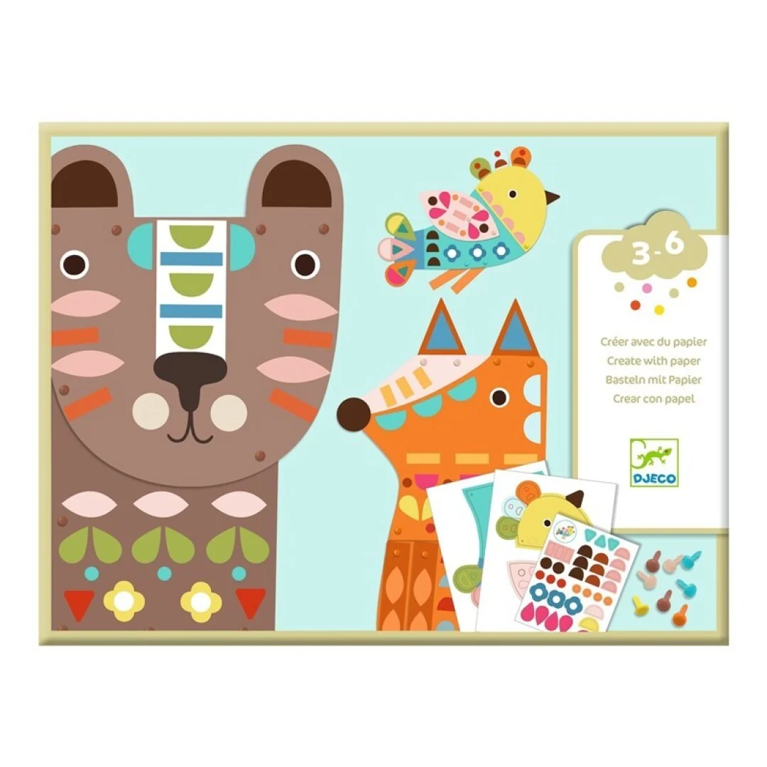 Crear con papel: 3 animales gigantes - Djeco - Imagen 2