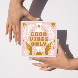 Salvamanteles de cerámica - Good Vibes Only Rosa