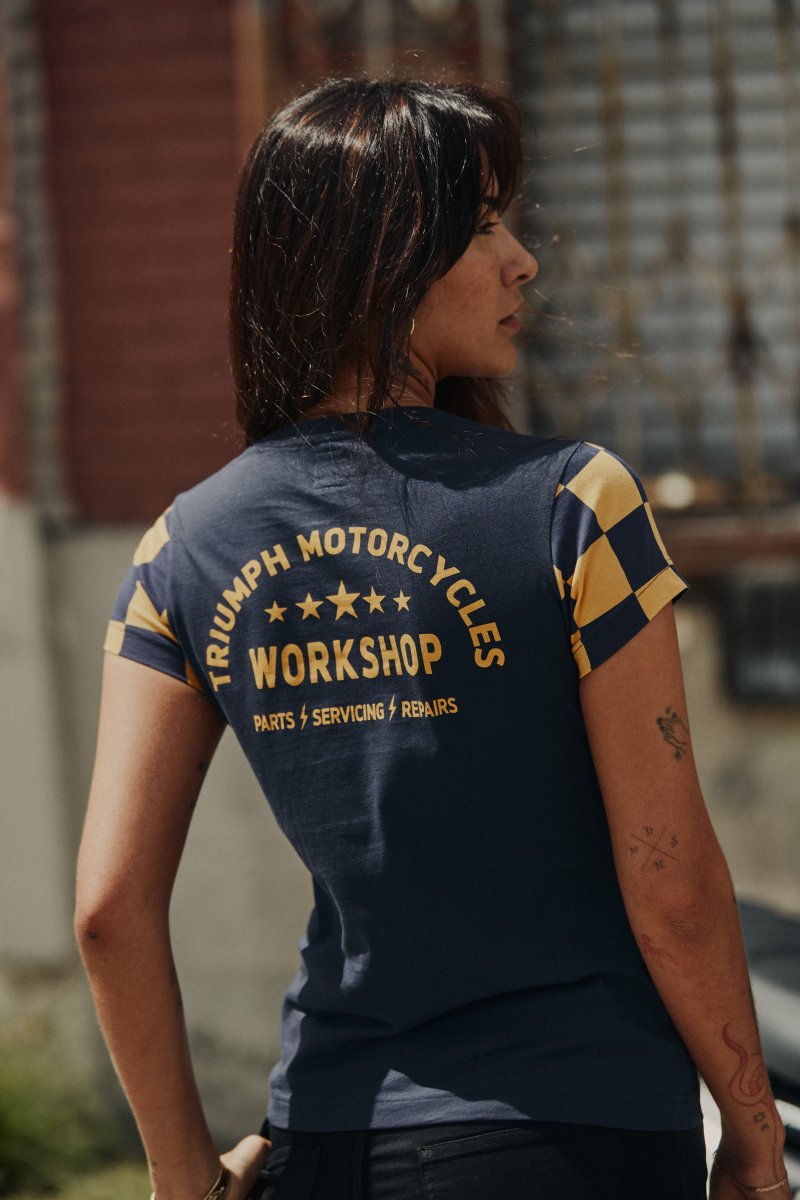 Triumph Camiseta de manga corta con tablero de ajedrez para mujer - Imagen 6