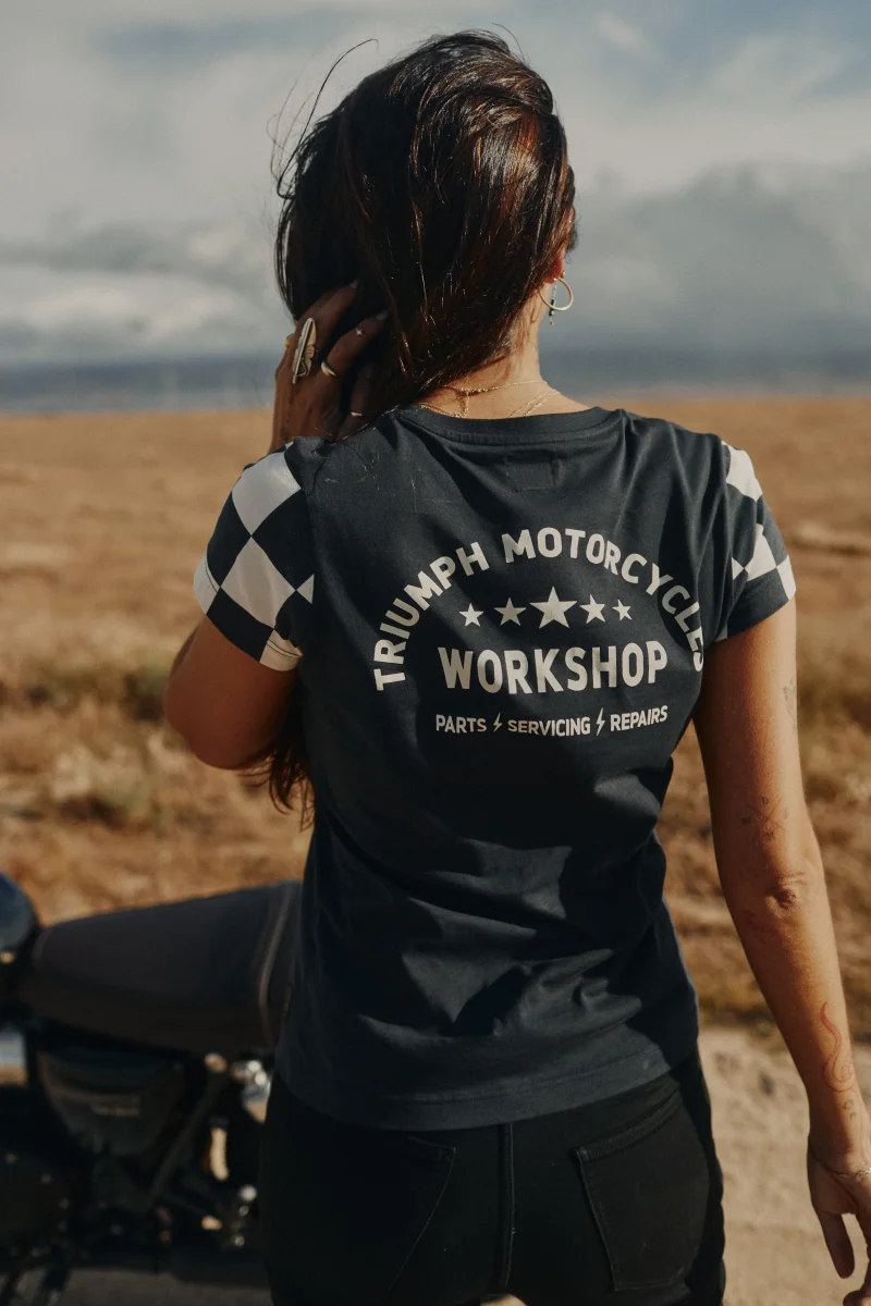 Triumph Camiseta de manga corta con tablero de ajedrez para mujer - Imagen 8