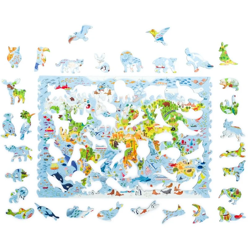 Puzzle madera Mapa del mundo - Unidragon (Liquidación) - Imagen 4