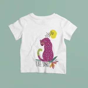 Camiseta para niños ilustrada por Juanita Pinta - Alebrije Jaguar - Free Spirit fucsia