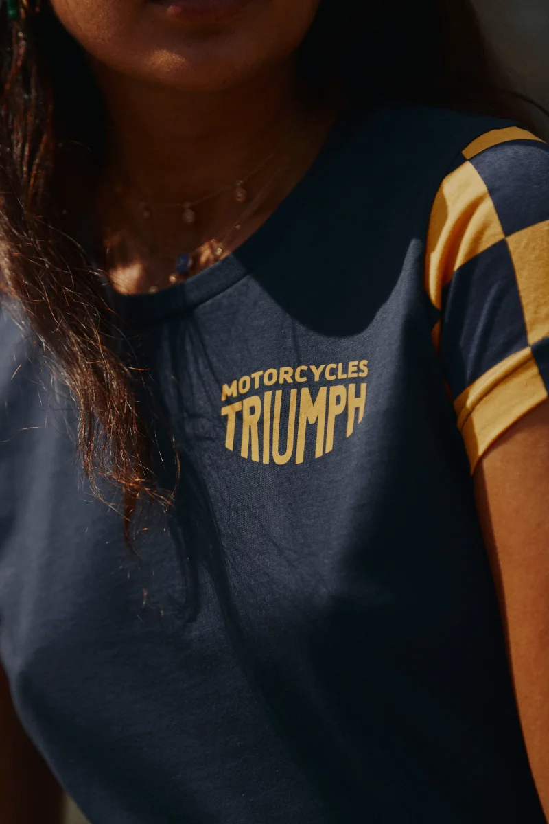 Triumph Camiseta de manga corta con tablero de ajedrez para mujer - Imagen 5