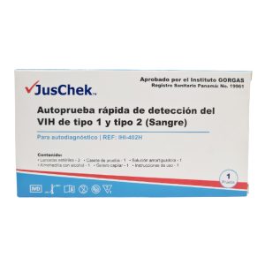 Autoprueba Rápida de Detección del VIH de Tipo 1 y Tipo 2 (Sangre) Marca JusChek
