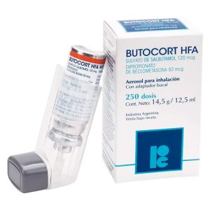 Butocort Inhalador: Salbutamol / Beclometasona para Tratamiento Respiratorio – 250 Dosis