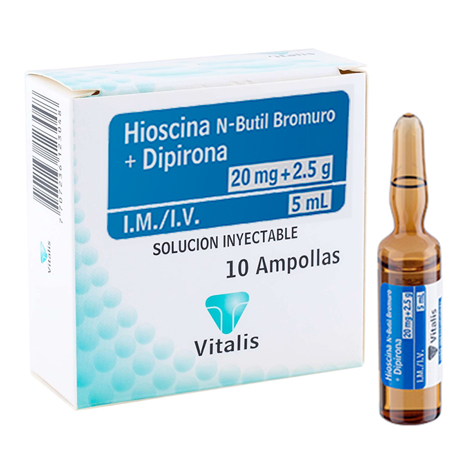 Hioscine N-Butil Bromuro Dipirona Solución Inyectable Vitalis - Imagen 2