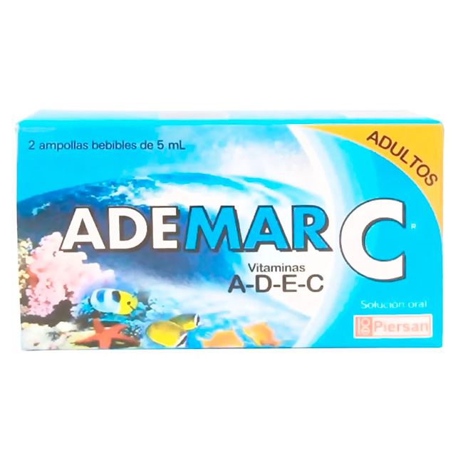 ADEMAR C Adulto Vitaminas A, D, E y C en Ampollas Bebibles (2 ampollas de 5mL) - Imagen 2