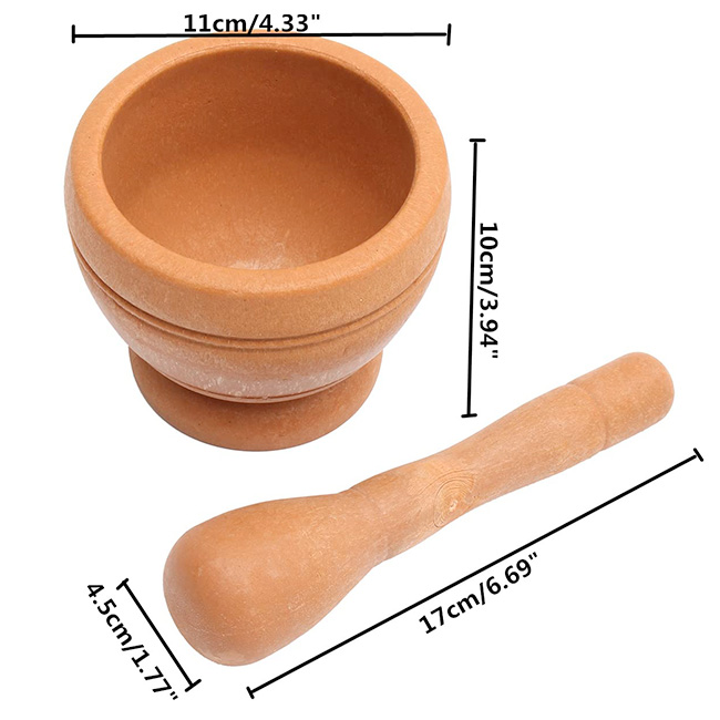 Mortero y Mano de Madera Natural para Cocina y Medicina 11cm Triturado Fino y Uniforme - Imagen 3