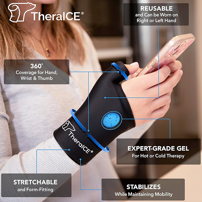 TheraICE Hot & Cold Wrist Ice Pack Manga Terapéutica para Muñeca y Mano (Reutilizable) - Imagen 3