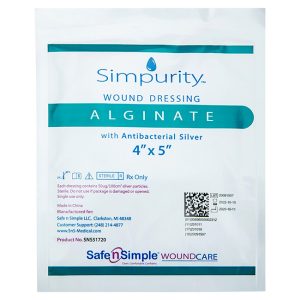 Apósito de Alginato con Plata Antibacteriana Simpurity 4″x5″ (1 unidad)