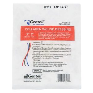 Apósito de Colágeno 2”x2” (5cmx5cm) Gentell Tratamiento Avanzado para Heridas y Quemaduras