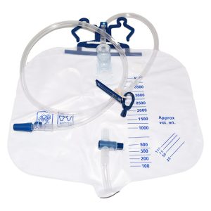 Bolsa de Drenaje Urinario de Lujo Desechable 2000mL | Con Válvula Antirreflujo y Tubo Largo | Marca 4Hospitals | Para Adultos | Estéril