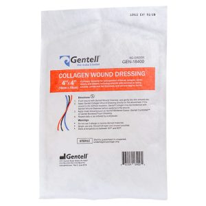 Gentell Collagen Wound Dressing 4″x4″ Apósito de Colágeno para Heridas con Exudado, Quemaduras y Úlceras (GEN-18400)