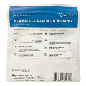 Gentell Dermatell Sacral Dressing 6″x7″ (15cmx18cm) Apósito Hidrocoloide Estéril para Heridas Sacras
