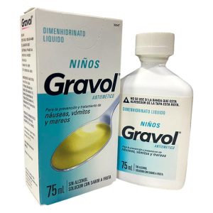 Gravol Niños | Antiemético Líquido con Dimenhidrinato | Sabor a Frutas | Sin Alcohol | 75mL