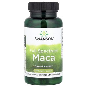Swanson Full Spectrum Maca 500mg Energía Natural y Vitalidad Sexual (100 cápsulas veganas)