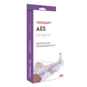 VENOSAN AES Media de Compresión 7/8 para Muslo con Punta Abierta (Color Blanco, 1 Par)
