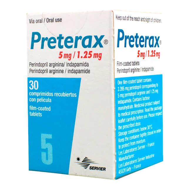 Preterax 5mg/1.25mg Perindopril Arginina Indapamida - Imagen 2