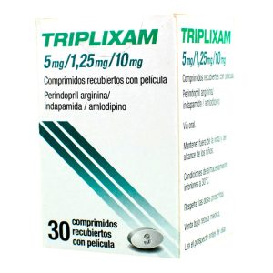 Triplixam 5mg/1.25mg/10mg Perindopril Arginina Indapamida Amlodipino